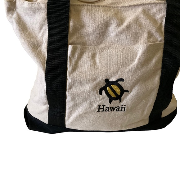 Tote Bag With Embroidered Turtle Double Zipper Close Outside Pocket - Picture 2 of 13